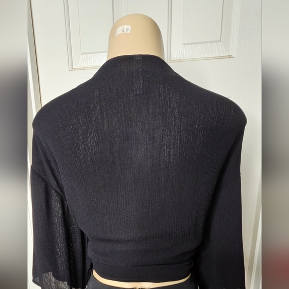 Black Tie-Front Top - Picture 3 of 4